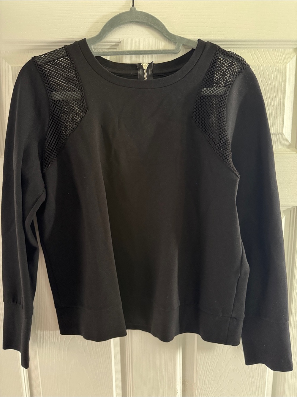 Banana Republic Black Mesh-Panel Crewneck Sweatshirt